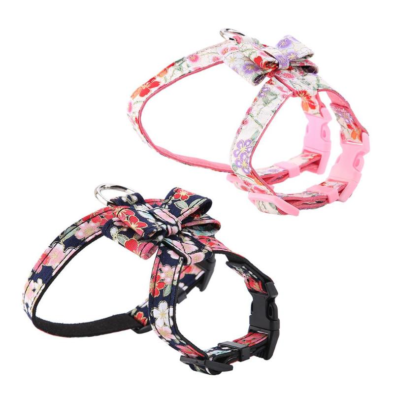 

New Dog Harness Bowknot Adjustable Soft Bow Tie Puppy Vest Strap Lead