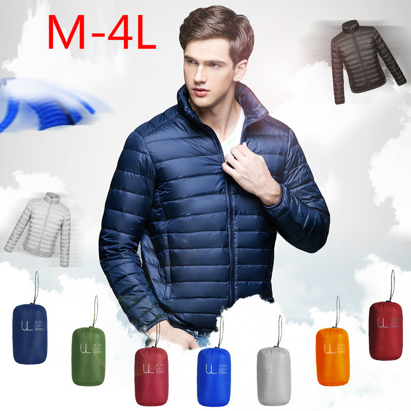 

2020 New Lightweight Down Jacket Men's Short White Duck Down Jacket Slim Stand-up Collar Men's Winter Thin Trend M-4l, Black