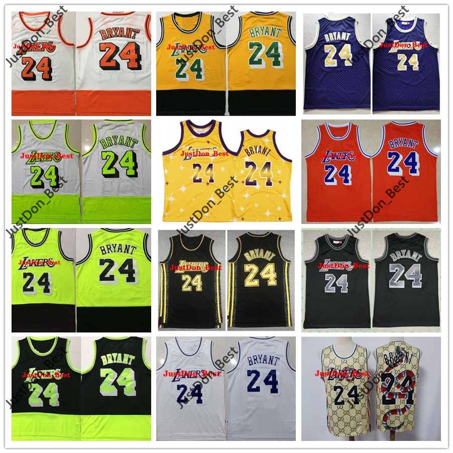 

2020 new Authentic Mitchell & Ness Los Angeles Lakers Kobe Bryant 60th 8 24 Swingman Basketball Jerseys Yellow, Black;red
