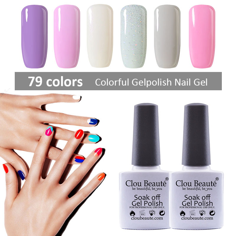 

Clou Beaute Shining Lacquer 10ml Nail Gel Polish Base Top Coat Needed Professional UV Gel Polish Soak Off UV LED Gels 79 Colors, 40537