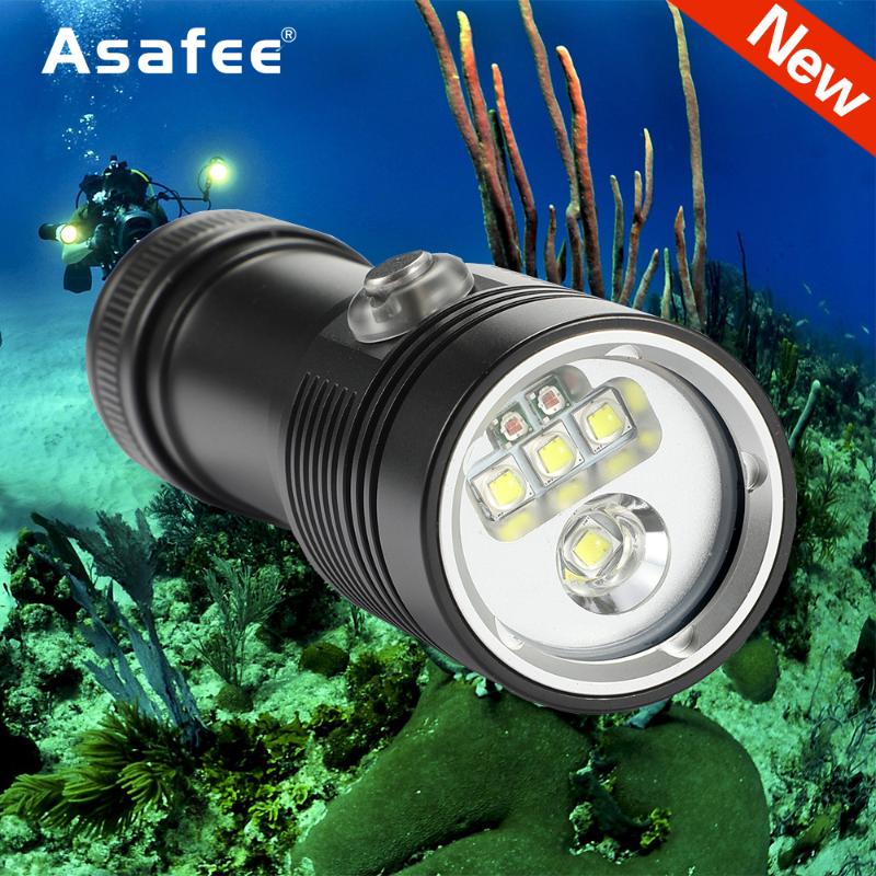 

Asafee Underwater Diving Video Fill Photography Light Lamp XM-L2 XPE led White Red Dive Torch waterproof Diving