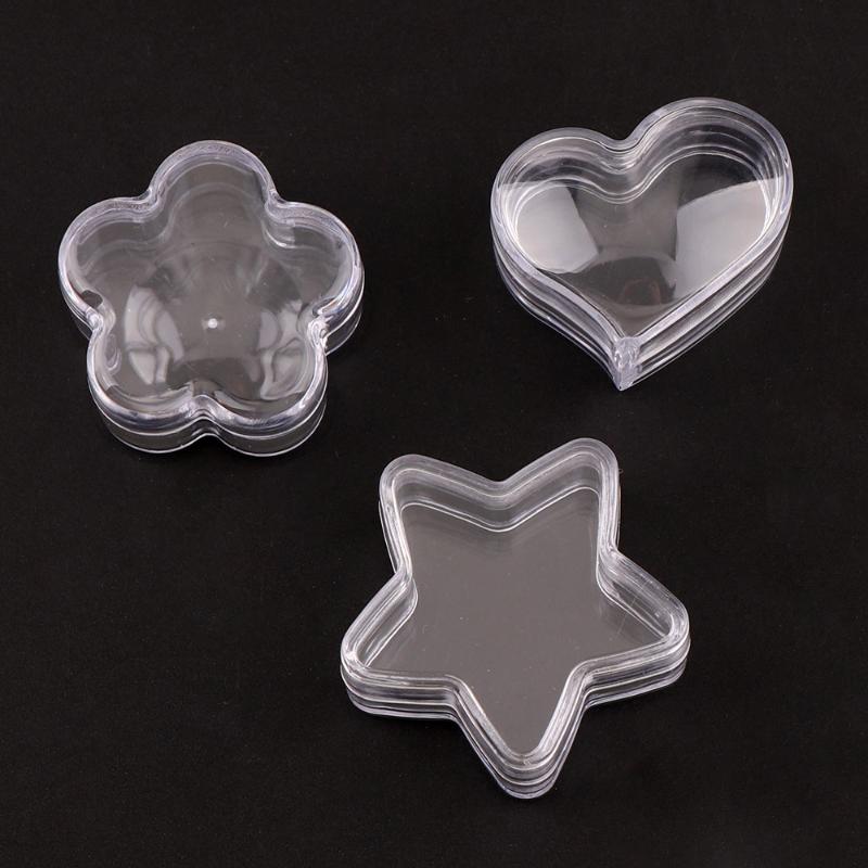 

10Pcs Transparent Plastic Empty Storage Boxes Nail Art Tip Glitter Pot Box Container Nail Art Rhinestone Bead Gems Case