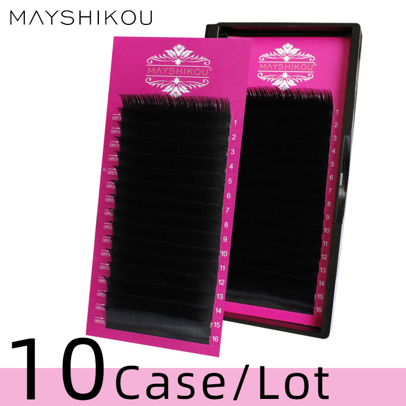 

MAYSHIKOU 10Cases/Lot False Eyelashes Soft Natural Long Grafting Eyelash Synthetic Hair Individual Lashes Faux Mink Hair