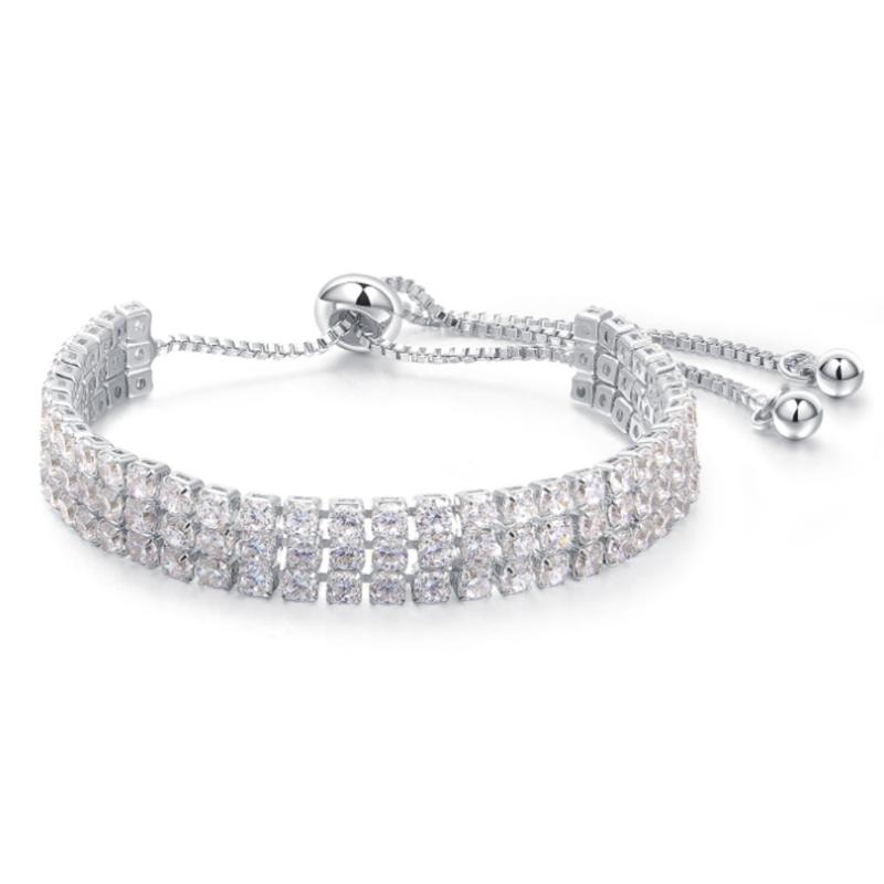 

LAN Fashion Contracted Artificial Zircon Bracelet Adjustable Women Copper Bracelet For Birthday Gift