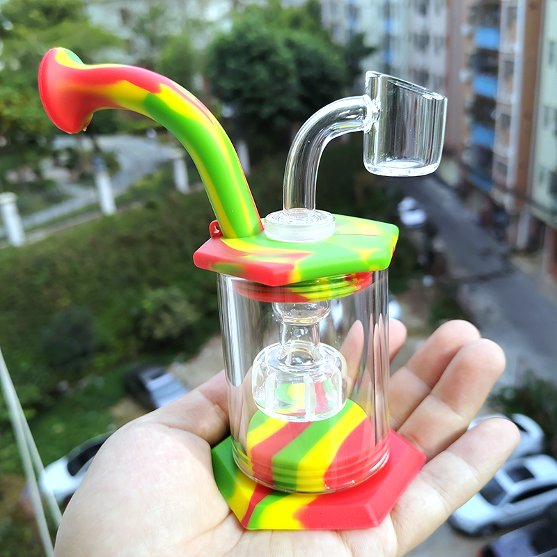

Removable Silicone Water Bong With quartz banger Glass Bongs Dab Rigs Smoking Accessories Shisha