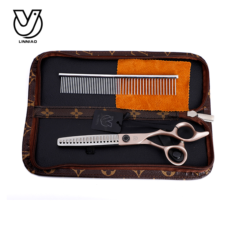 

Professional 7inches 1set Pet Dog Grooming Scissors Puppy Dog Cat Kitten Hair Thinning Scissors Pet Haircut Toothed Blade Shears