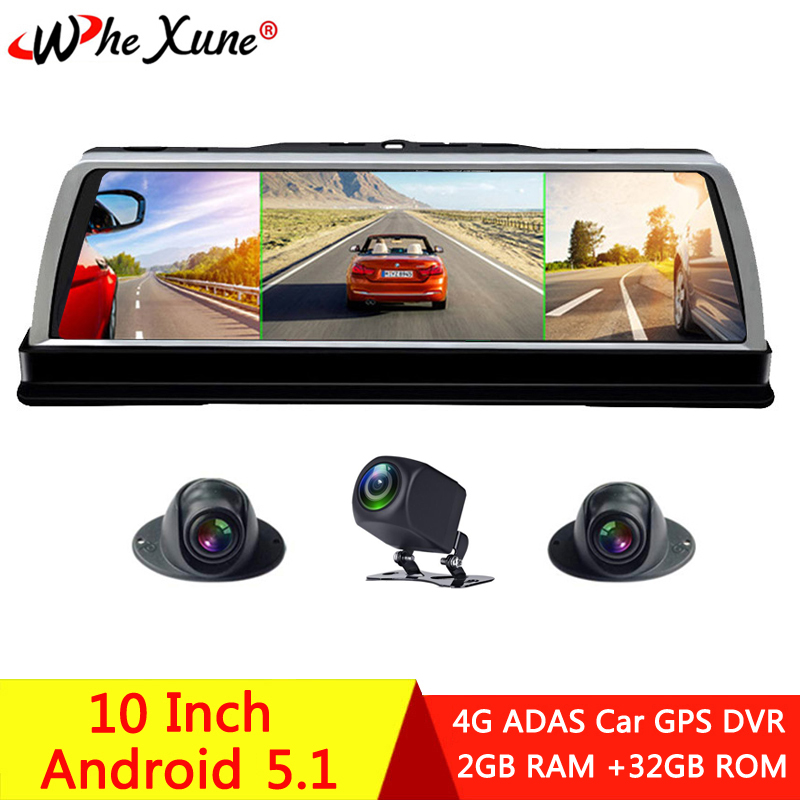 

WHEXUNE 2020 New 4 Channel Car DVR Dashcam 4G ADAS Android 10" Center console mirror GPS WiFi FHD 1080P Rear Lens Video Recorder