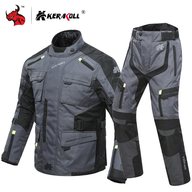 

KERAKOLL Winter Motorcycle Jacket Men's Windproof Waterproof Moto Motocross Jacket Night Reflection Motorbike Riding Set