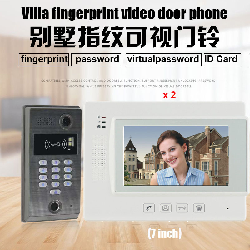 

ZHUDELE Home Security Touch key 7" Touch Key Video Door Phone Intercom Doorbell 700TVL IR Camera Fingerprint/Password/ID Card