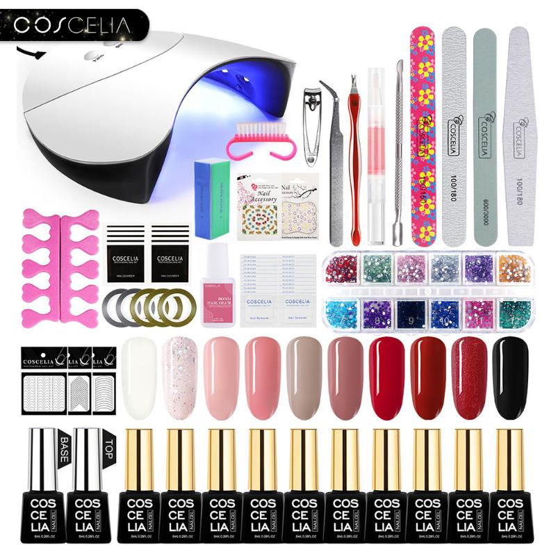 

COSCELIA US Warehouse New Manicure Set UV LED USB Lamp Dryer Nail Gel Set Tools For Manicure Nail Art UV Polish Gel Kits