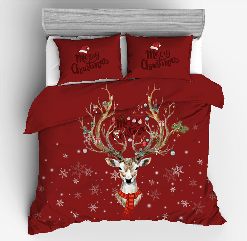 

Christmas Bedding Sets Deer Printed Duvet Cover Set 2/3pcs Double Queen King Bedclothes Bed Linen(No Sheet No Filling