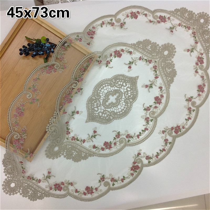 

European Lace Embroidery Hollow Oval Luxury Tablecloth Living Room Coffee Table Sofa Armrest Cover Cloth Banquet Party Tapete, Yellow