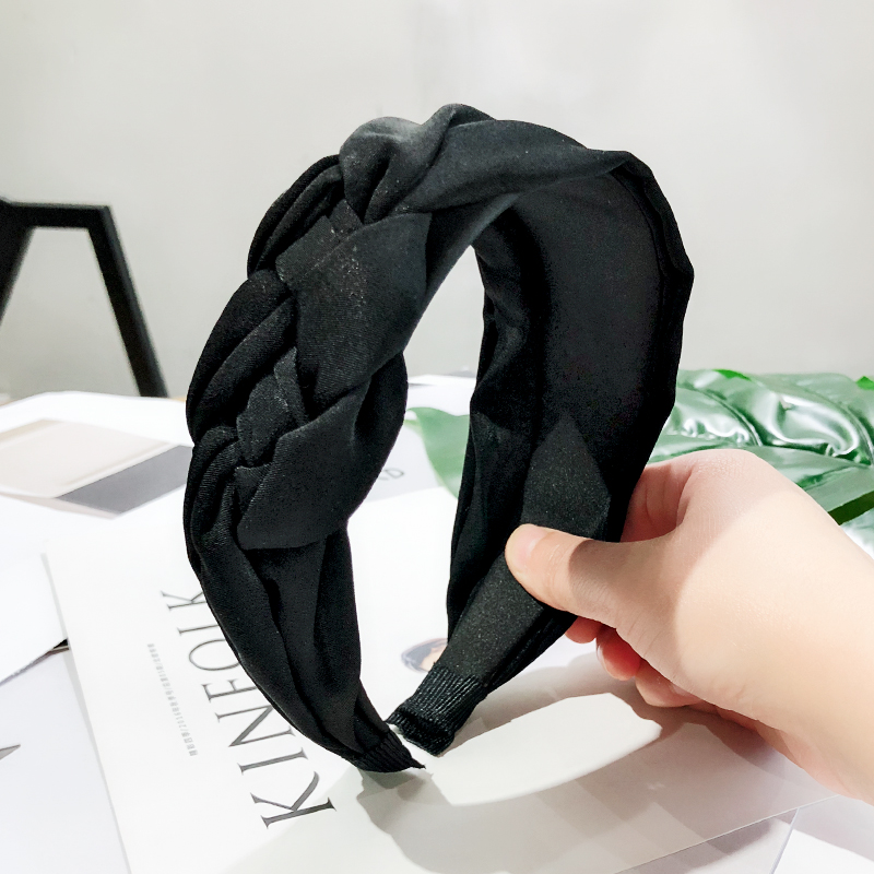Twist Braid Satin Headband Solid Braided Side Knotted Twist Braid Satin Headband Solid Braided Side Knotted