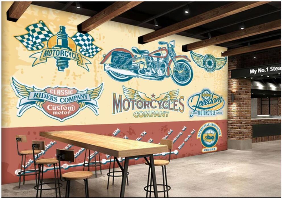 

3D wallpaper custom photo mural Personality nostalgic motorcycle living room home decor 3d wall muals wall paper for walls 3 d in rolls, Non woven