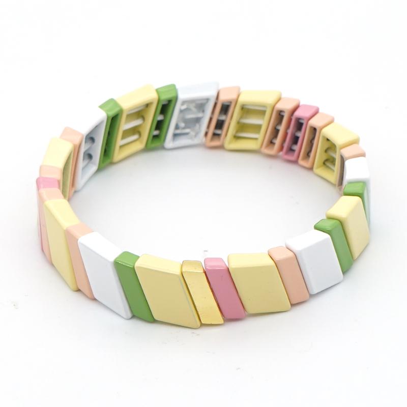 

Shinus Bracelet Enamel Tile Bead Women Bracelets Geometric 2020 New Fashion Girl Jewelry Boho Pulseras Bohemian Stretch Bangles