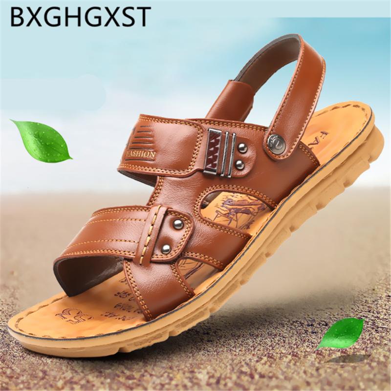 

Summer Sandals Luxury Mens Sandals Genuine Leather Designer Shoes Men Casual Shoes Beach for Men 2020 Zapatos De Hombre, Black