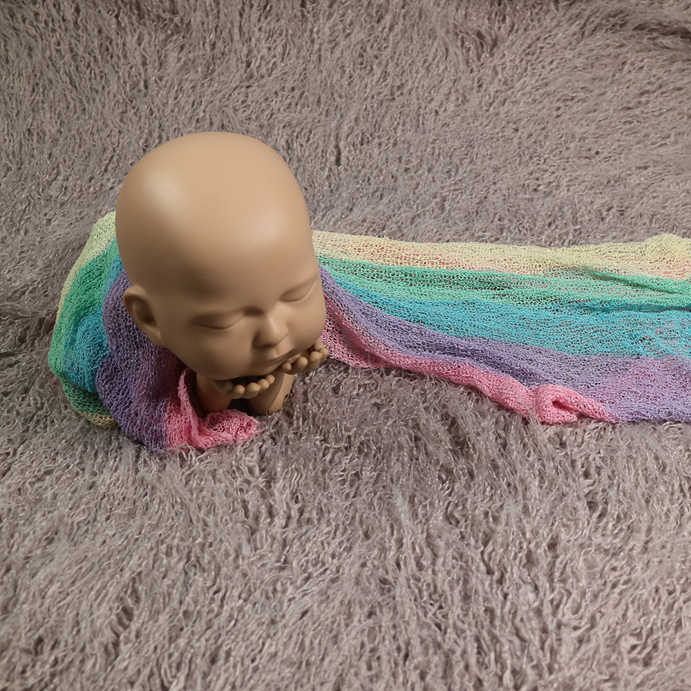 

140 x 30 cm Newborn Photography Props Colorful Wraps Stretch Knit Photo Rainbow Wraps Hammock Swaddling Soft Wraps