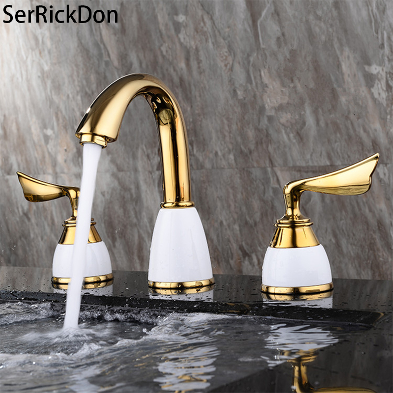 

Ceramic Handle Basin Faucets Antique Brass Bathroom Basin Mixer Faucet Bathroom Faucet Bathtub 3pc Hot Cold Mixer Tap