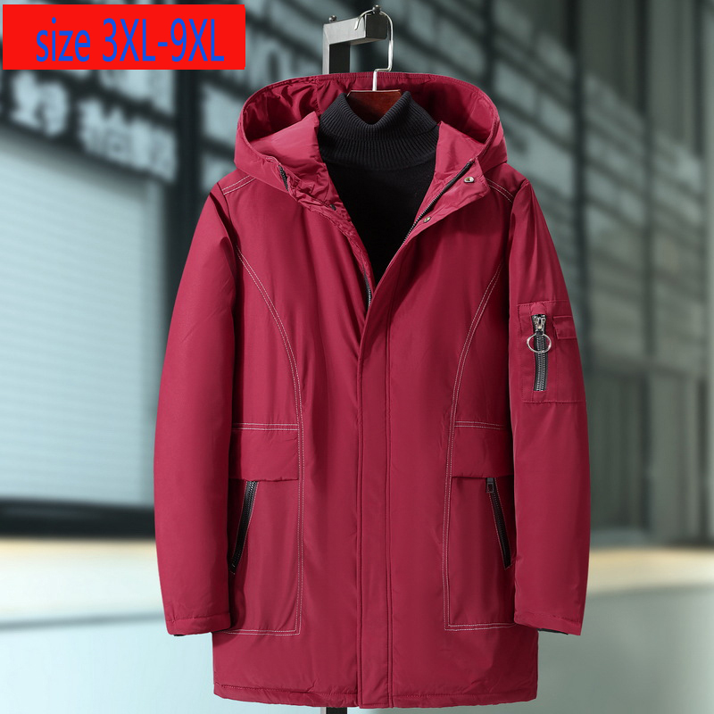 

New Extra Large Padded Cotton Jacket Men Winter Long Loose Casual Hooded Thick Men Winter Coat Plus Size 3XL4XL5XL6XL7XL8XL9XL, Black