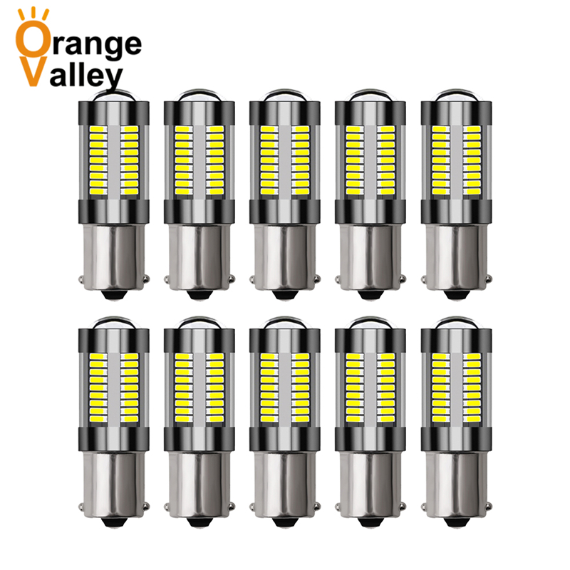 

10PCS Super Bright 1156 BA15S P21W 1157 BAY15D 66 SMD 4014 LED Car Auto Indicator Turn Side Light Parking Bulb Lamp, As pic