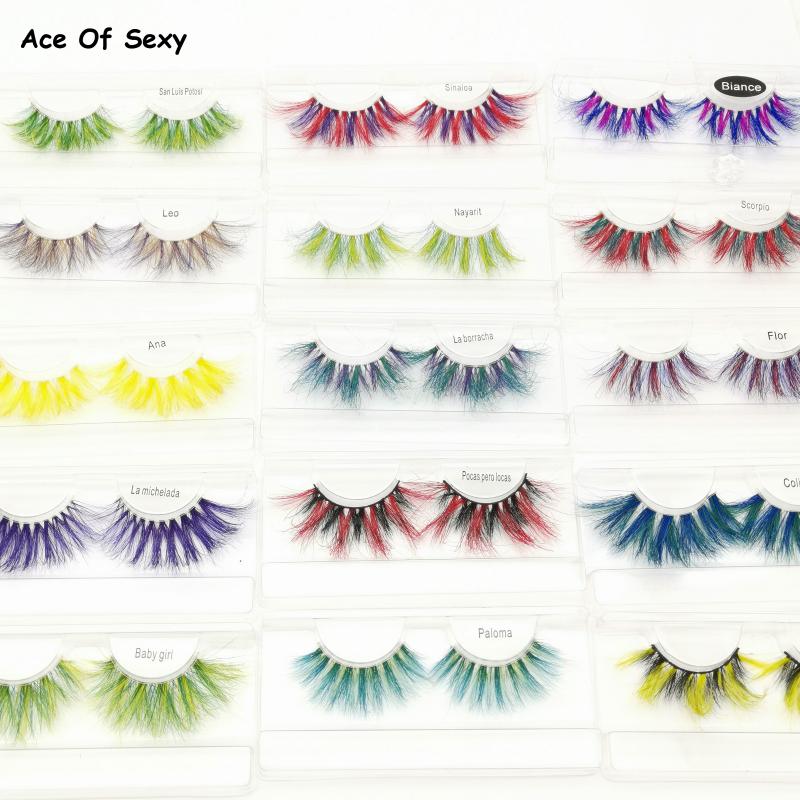 

Aceofsexy New Color Mink lashes 25mm Lashes Fluffy Messy 3D False Eyelashes Dramatic Pueple Wholesale Makeup Mink