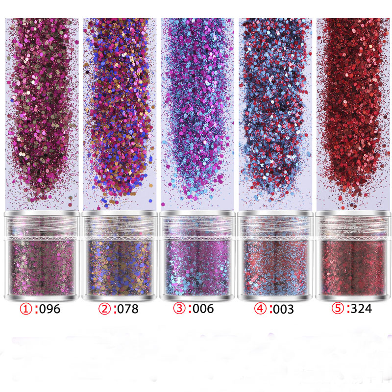 

1set 4PCS Mixed Size Nail Glitter Powder Gradient Candy Color Purple 1/2/3mm Sequins Dust For Nails Hexagon Paillette Glitters