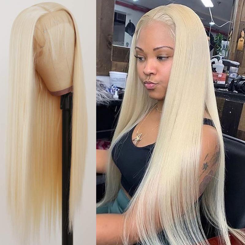 

613 Honey Blonde Lace Front Human Hair Wigs Short Bob Wig Remy Straight Pre Plucked Brazilian Hair Frontal Wig For Black Women, 13x1 lace wig