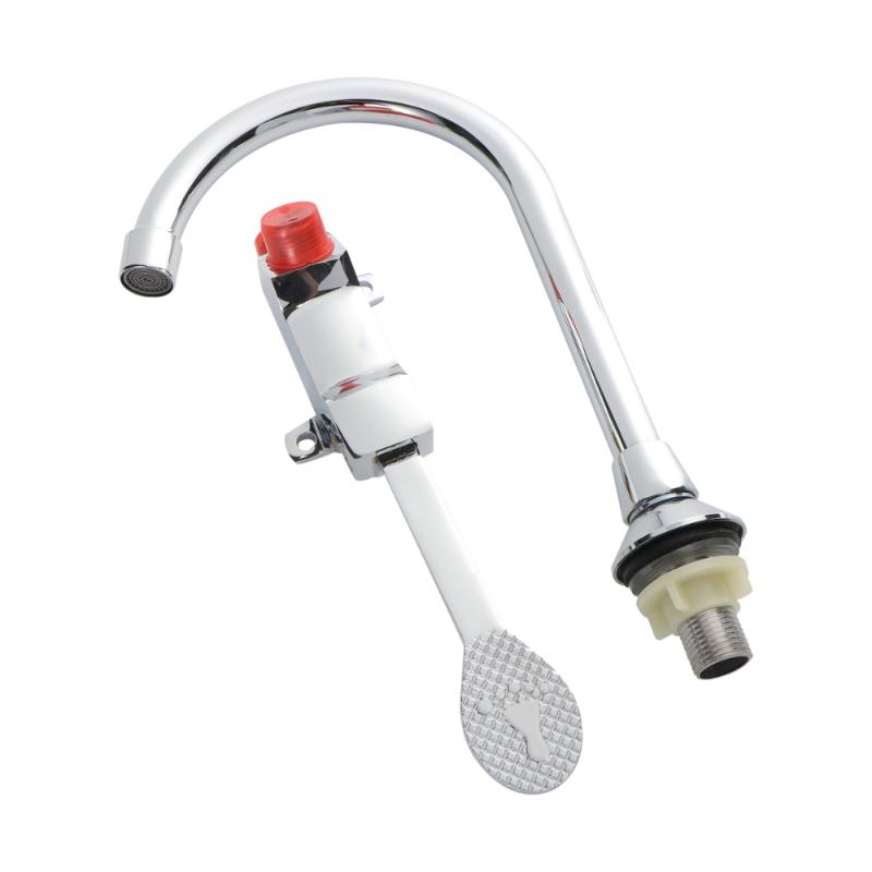 

1 Set of Foot Basin Faucet Public Bathroom Foot Stand Faucet Rotary Cold (Silver)