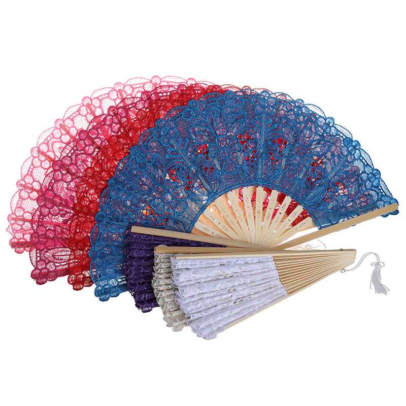 

6Pcs Vintage Hand Hand Fans Wedding Favors For Guests Wedding Fan Folding Elegant Lace Party Favors 2020 New Customed Logo