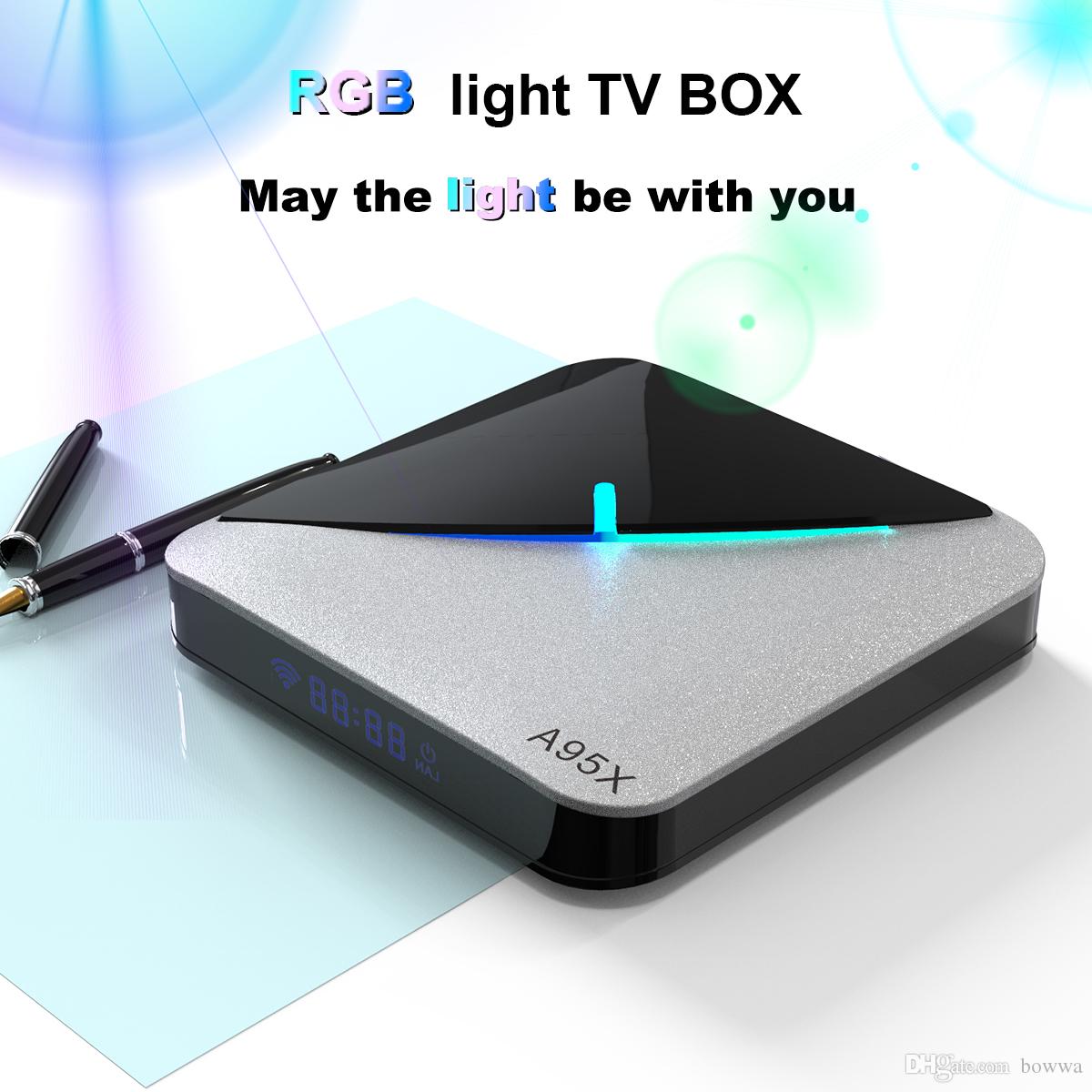 

A95X F3 Air RGB Light TV Box Amlogic S905X3 Android 9.0 4GB 64GB Dual Wifi 4K 60fps A95XF3 X3 Smart TV Box