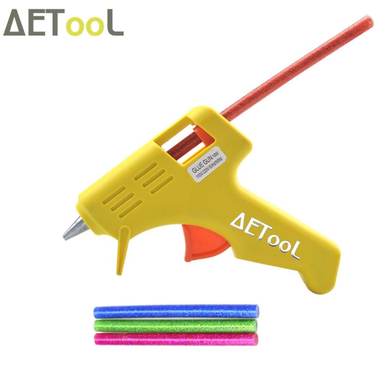 

AETool 10W Yellow Thermo Gun Heat Gun Hot Silicona Pistola Glue For Graft DIY Tool With 3Pcs Color 7MM Hot Melt Glue Sticks