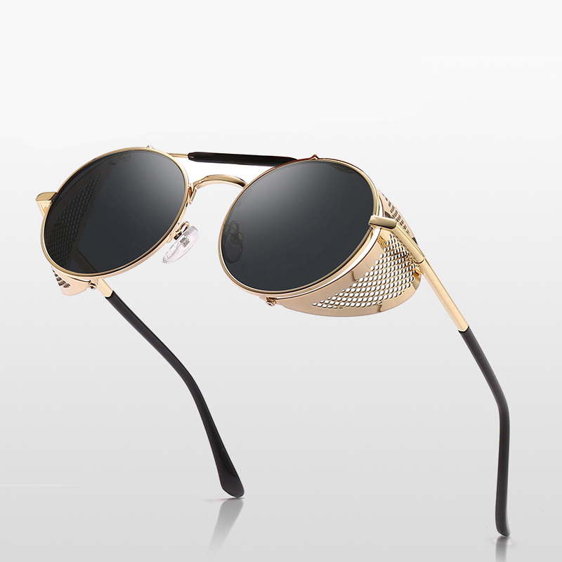 

Classic Vintage Sunglasses for Women Men Mirrored UV400 Lens Punk Style Metal Frame A09, White;black