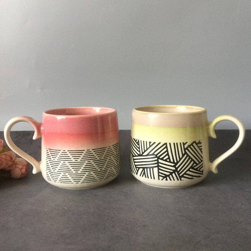 

Hand Painted Coffee Mug with Spoon Retro Japanese Simple Creative Ceramics Espresso Cups Nordic Coffee Cup Drinkware DA60MKB, Style34