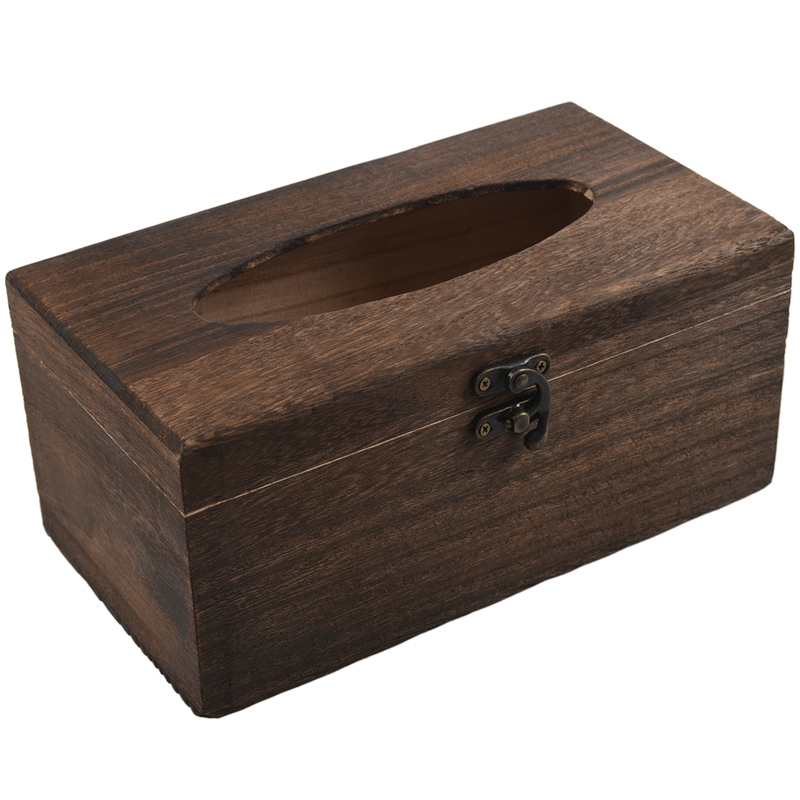 

1PC Useful Wooden Retro Tissue Box Cover Paper Napkin Holder Case Home Car Decor