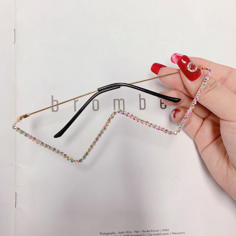 

crystal sunglasses women 2020 big rectangle diamond transparent sun glasses oversized bling glasses with box FML