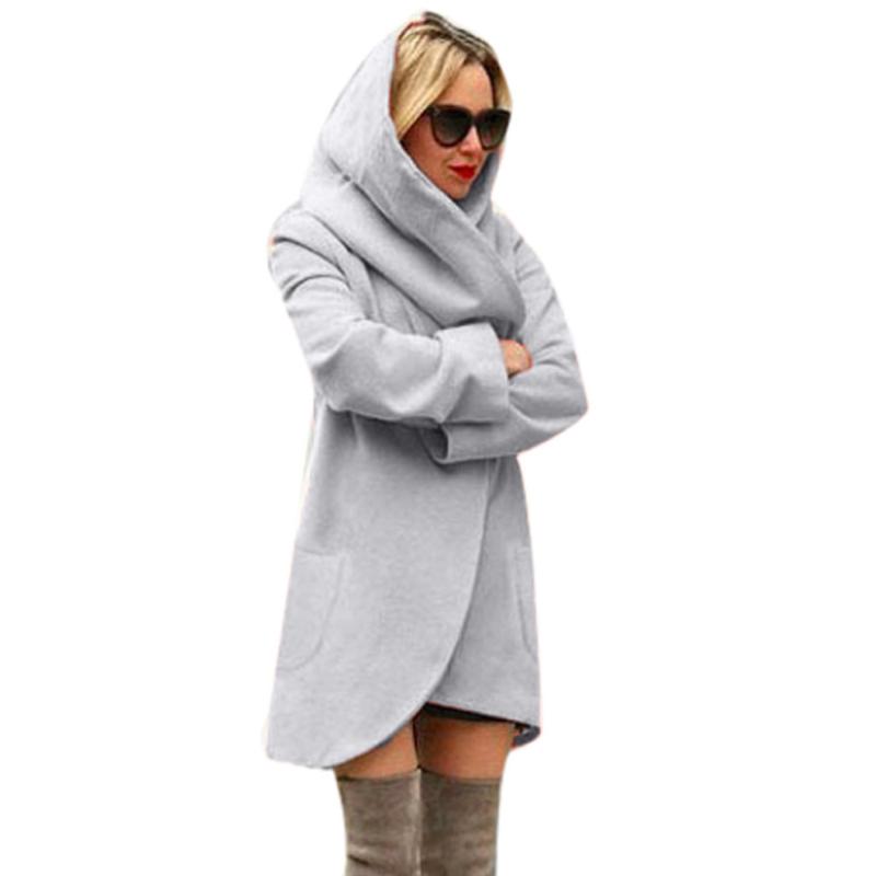 

FREE OSTRICH Woman Outerwear & Coats Fashion Women Woolen Hooded Coat Loose Ladies Casual coats and jackets, Black