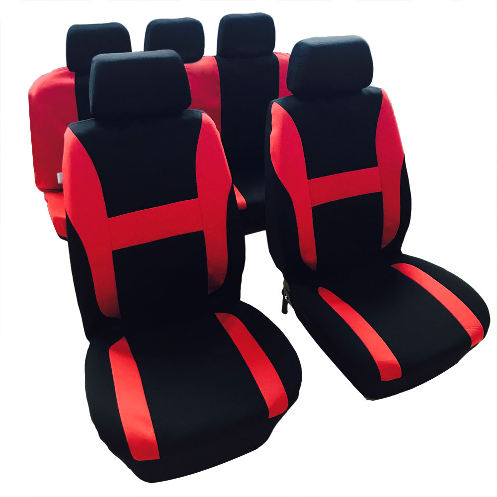 

Winsun 12PCS General Seasons 5 Seats Car Seat Covers Set Red & Black