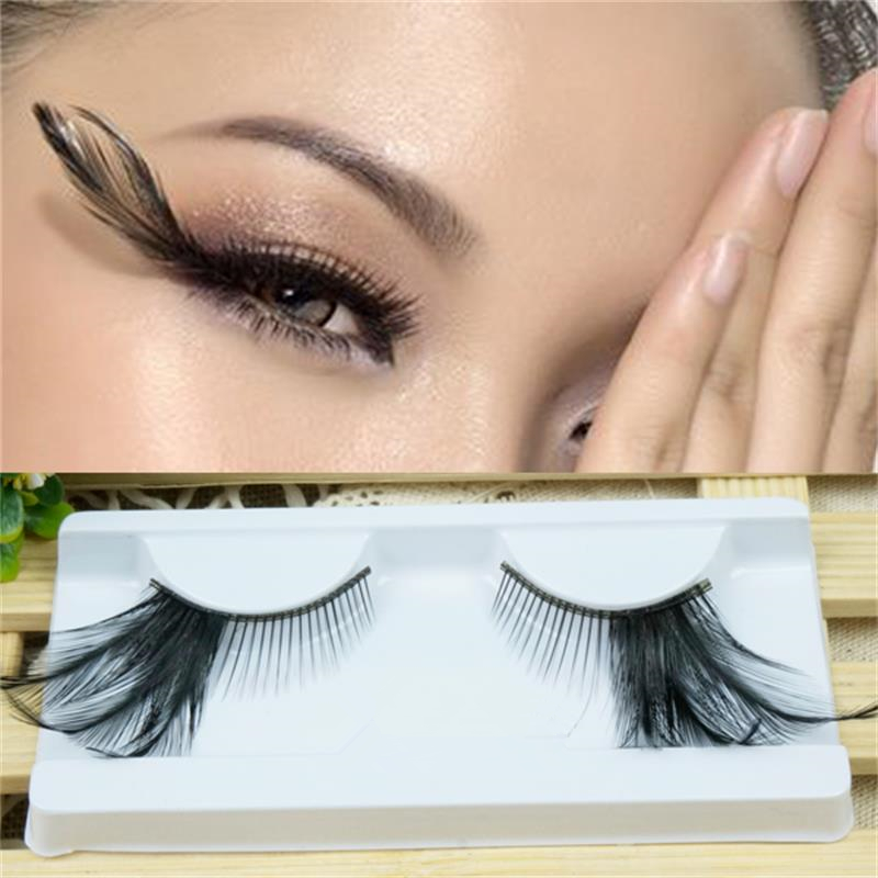 

hot 1 Pairs Black Feathers Thick 3D Natural False Eyelashes Stage Art Performance Dance Exaggerated Eyelash Makeup Tools YM77