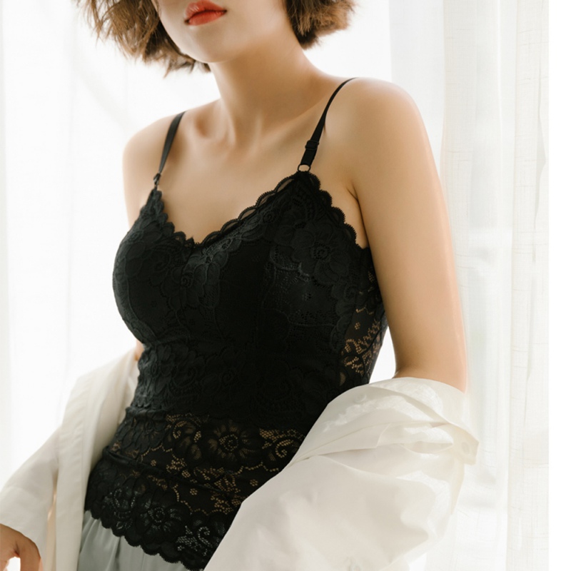 

Women's Daily Camisole Sexy Lace Camisoles Bottoming Beauty Back Tube Tops Strap Long Vest Hollow Out Underwear Sexy Underwear