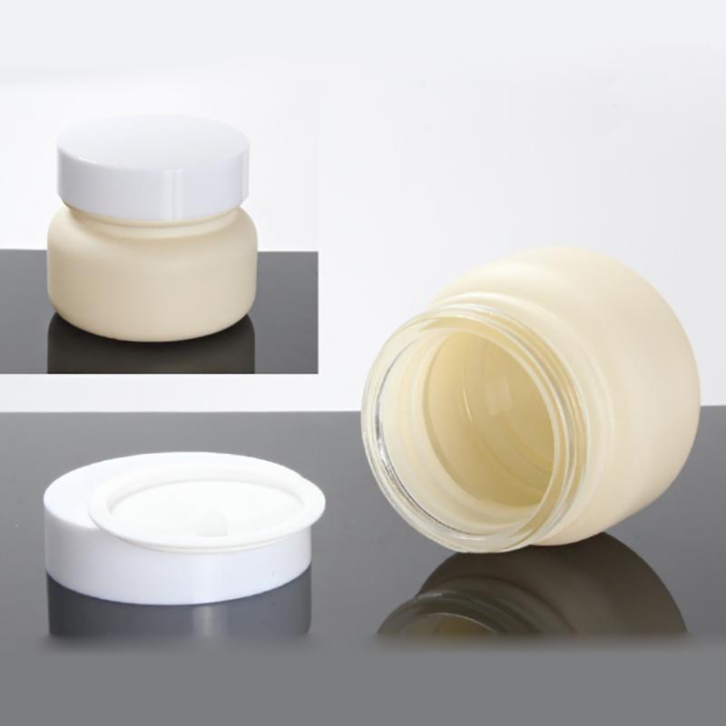 

Light Yellow Round Skin Care Cream Container,Empty 50 ml Glass Jar