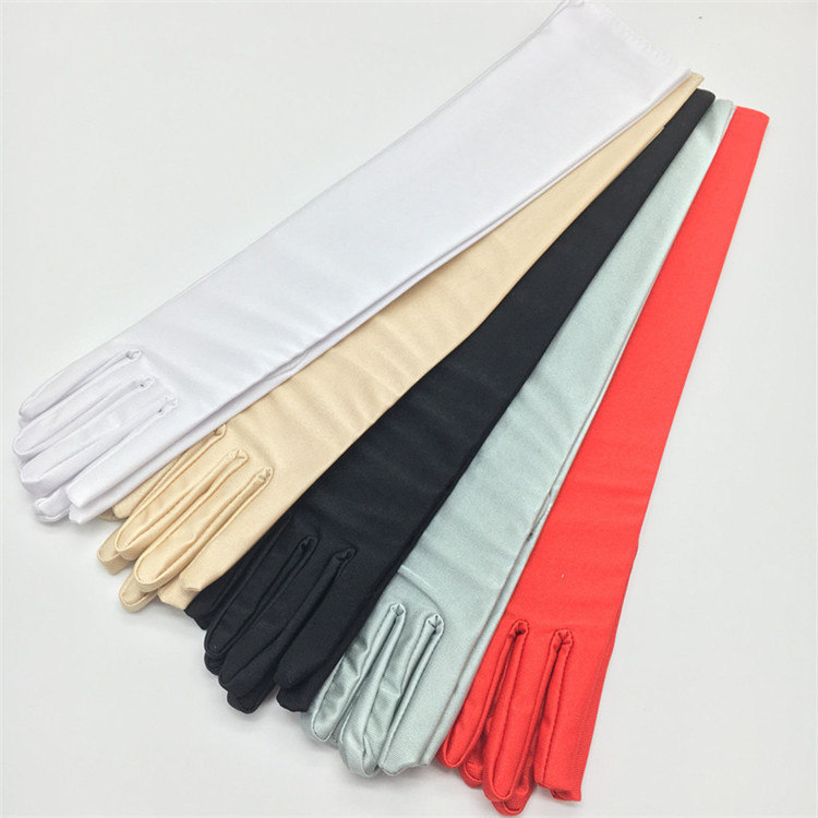 

New Style Evening Party Formal Prom Stretch Satin long Gloves Fashion Warm Winter Gloves Beautiful Women Embroidered 43cm