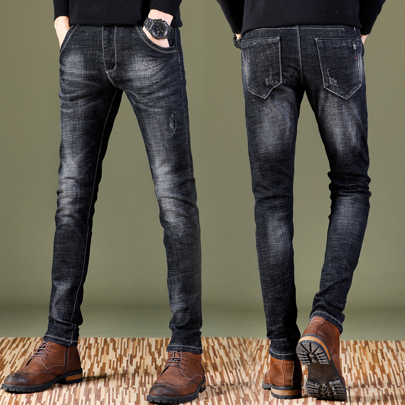 

2020 Black Skinny Jeans Men Spring Autumn Stretch Denim Jeans Elastic Casual Slim Jean Pants Male Quality Pants Homme Trousers, D608