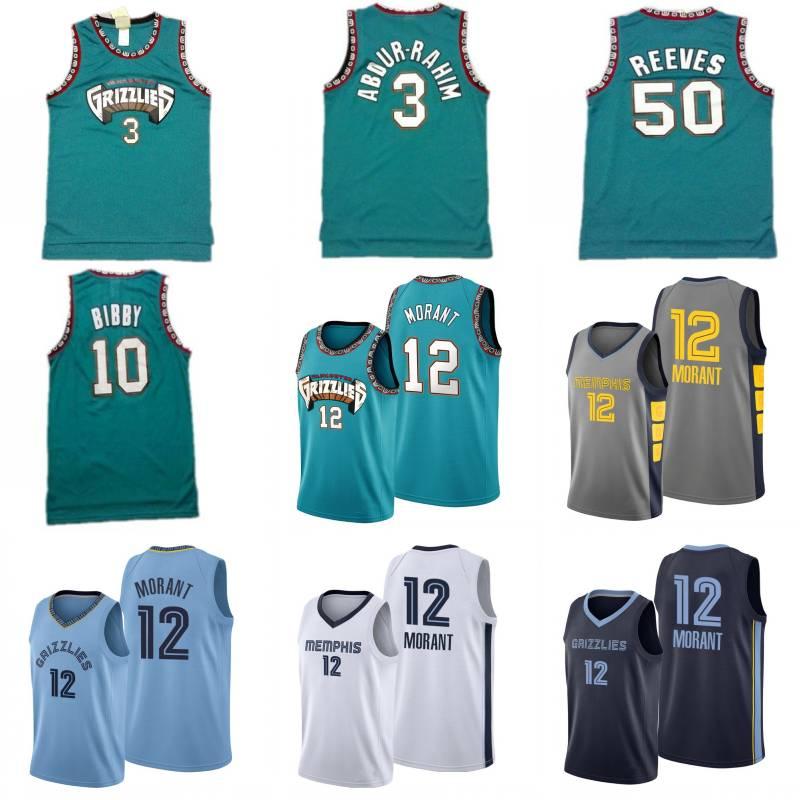 

Ja 12 Morant Mike 10 Bibby Basketball Jersey Mens Shareef 3 Abdur-Rahim 50 Reeves Retro Green Basketball Shirt, As shown in illustration