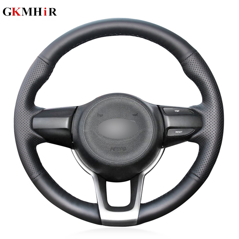 

Black Artificial Leather DIY Hand-stitched Car Steering Wheel Cover for Kia Rio 2017-2019 Rio5 2019 K2 2017-2019