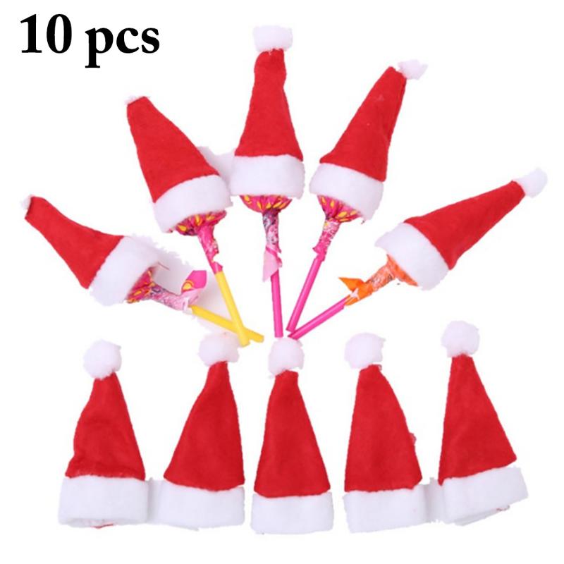 

10PCS Mini Christmas Hat DIY Lovely Santa Claus Hat Christmas Decor For Lollipop Newest