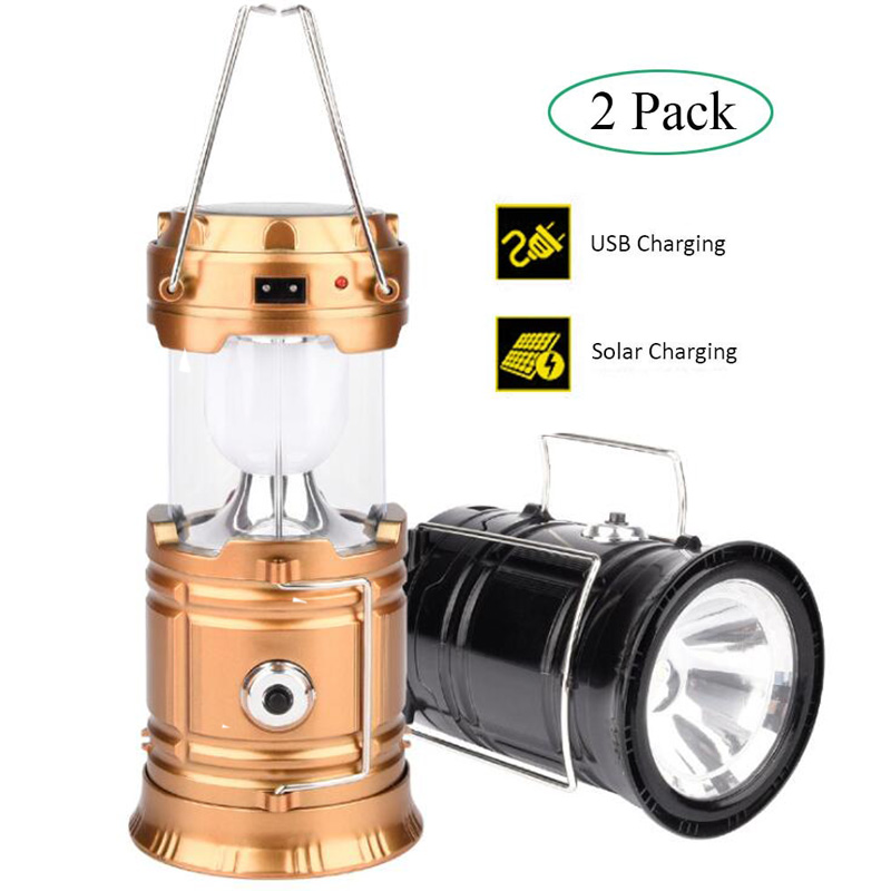 

Camping Lantern USB Rechargeable Outdoor Tent Lamp Solar Powered Emergency Light Collapsible Built-in Battery Hang Camping Lamp