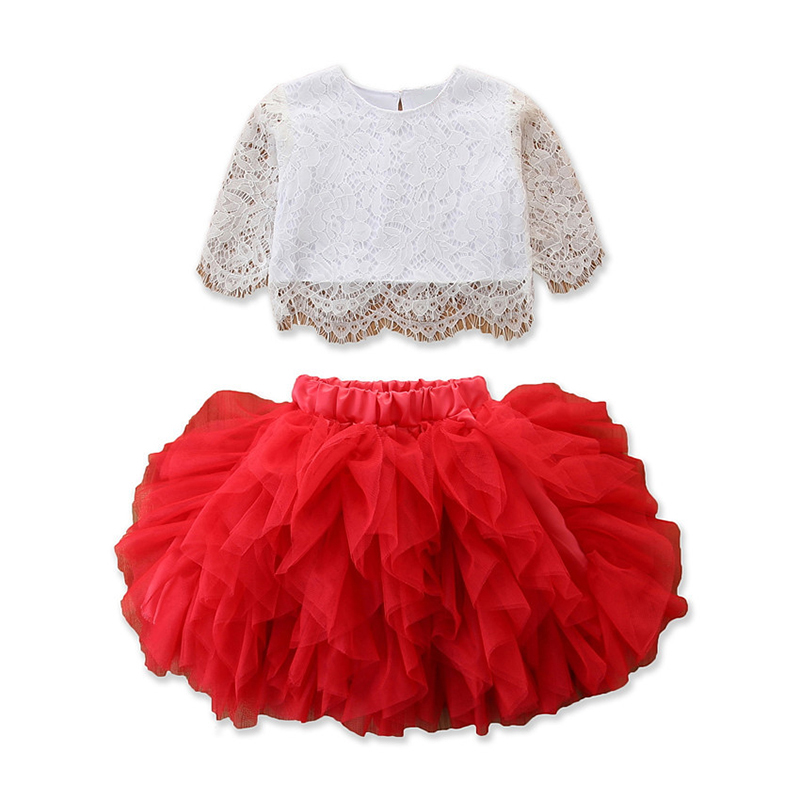 

Summer Girls Clothes Set Summer White Shirt Mesh Cake Skirt 2pcs Outfits Sets Kid Basic Casual Girl Princess Clothing Suit, Ah2605pink