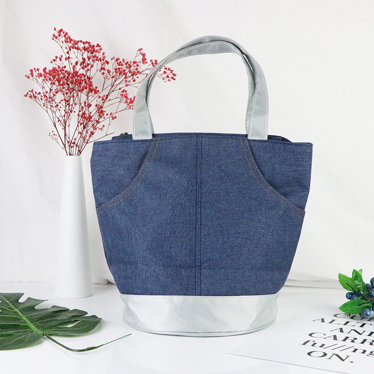 Denim Blue Insulated Lunch Bags with Handle Food Bag for Adults Men Picnic Meal Prep Bento Box 122092-image-577195479