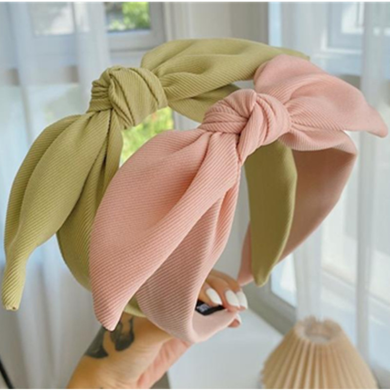 

Retro Ear Knotted Headband for Teen Girls Hair Accessories Large Bow Hairband Women Headdress Solid Fabric Head Band Hair Hoop