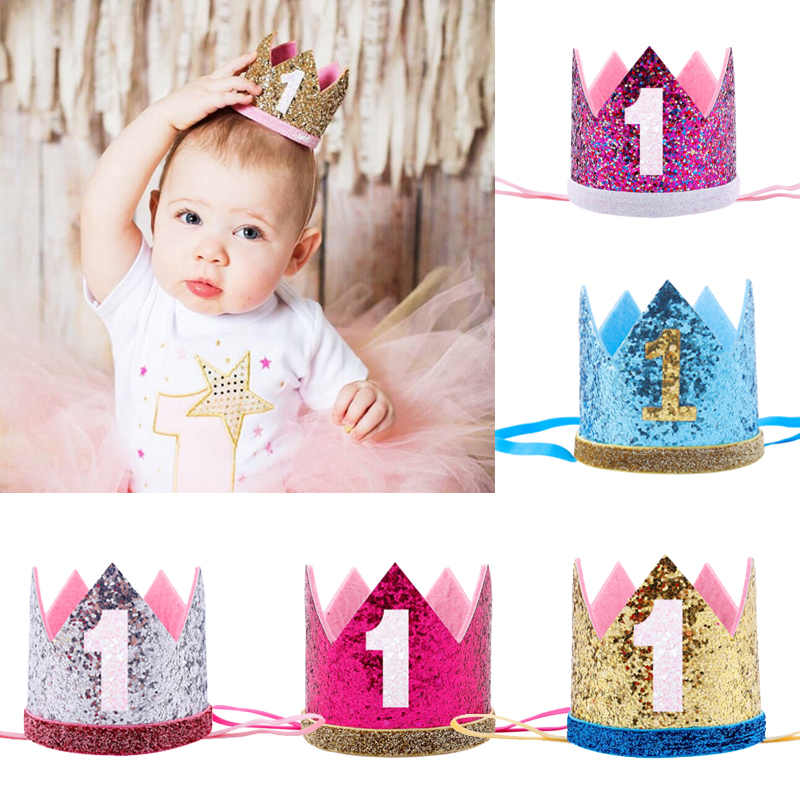 

1 2 3 Birthday Caps Flower Crown 1st Birthday Hat Newborn Baby/Adult Headband 1 Year Party Decorations